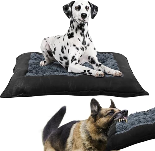 HOMBYS Unzerstörbares, kaufestes Hundebett für aggressive Kauer, robustes Hundebett mit weichem Kunstfellfutter, dick, langlebig und wasserabweisend, maschinenwaschbar, 43,2 x 58,4 cm von HOMBYS