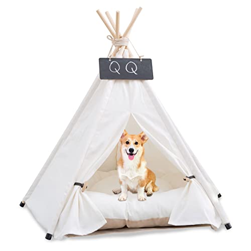 HOMCENT Tipi Zelt für Haustiere, Pet Tipi mit Kissen für mittelgroße Hunde, Katzen, Haustierzelt, Hundehütte, 60x60x70 cm von HOMCENT