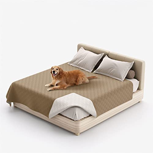 HOMDECR wasserdichte Hundedecke Für Couch, Waschbare Haustier-Couch-Abdeckung, rutschfeste Bettsofa-Möbelschutzmatte (52x82 Inch,Brown 1) von HOMDECR