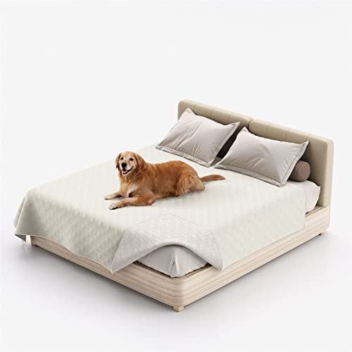 HOMDECR wasserdichte Hundedecke Für Couch, Waschbare Haustier-Couch-Abdeckung, rutschfeste Bettsofa-Möbelschutzmatte (82x102 Inch,White) von HOMDECR