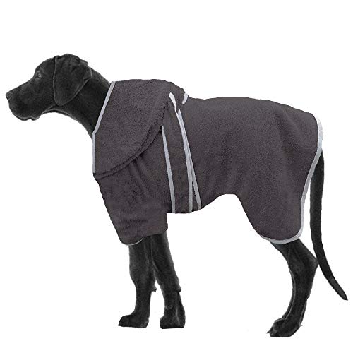HOMELEVEL Hundebademantel Hundehandtuch - Handtuch für große und kleine Hunde - 100% Baumwolle - Bademantel weich bequem für Hund - mit Kapuze und Gürtel von HOMELEVEL