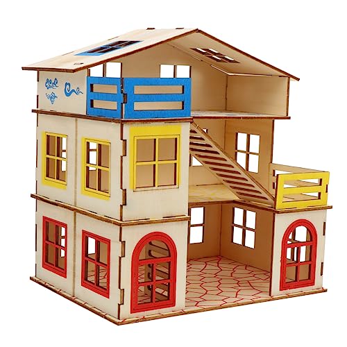 HOMFAMINI 1 Set Hamsterhaus Hamsterhütte Holzhaus Für Hamster Holzrattenzimmer Holzhamstervilla Kleintierhütte Hamsterschloss Heimdekoration Hamsterplattform Heimtierbedarf von HOMFAMINI