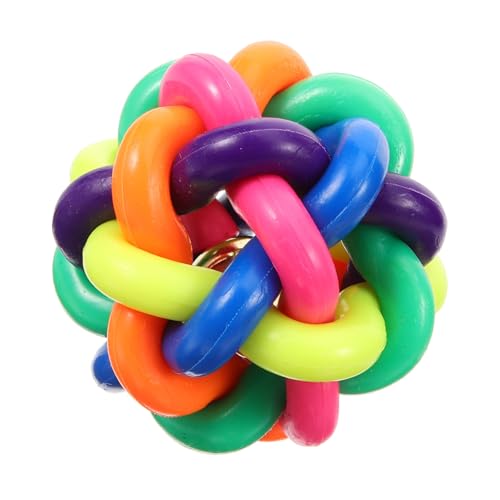 HOMFAMINI Unzerstörbarer Trp Ball Für Hunde Und Katzen Bissfestes Gummispielzeug Mit Glocke Ideal Für Welpen Kätzchen Und Kleine Hunde 75 cm Bunt von HOMFAMINI