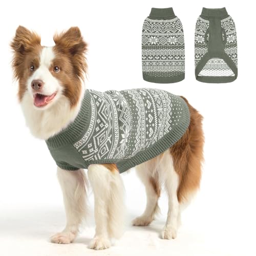 HOMIMP Hundepullover Argyle, warmer Pullover, Winterkleidung, weicher Mantel, hässlicher Hundepullover für kleine, mittelgroße und große Hunde, Haustierkleidung, Jungen, Mädchen, Grau, Größe L von HOMIMP