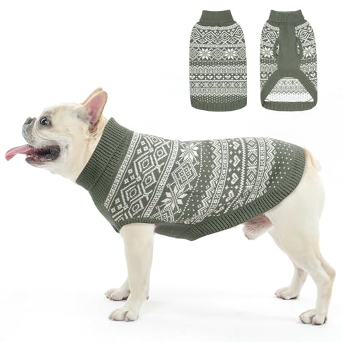 HOMIMP Hundepullover Argyle, warmer Pullover, Winterkleidung, weicher Mantel, hässlicher Hundepullover für kleine, mittelgroße und große Hunde, Haustierkleidung, Jungen, Mädchen, Grau, Größe S von HOMIMP