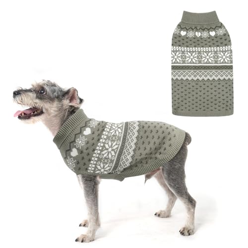 HOMIMP Hundepullover Argyle, warmer Pullover, Winterkleidung, weicher Mantel, hässlicher Hundepullover für kleine, mittelgroße und große Hunde, Haustierkleidung, Jungen und Mädchen, Grau, Größe S von HOMIMP