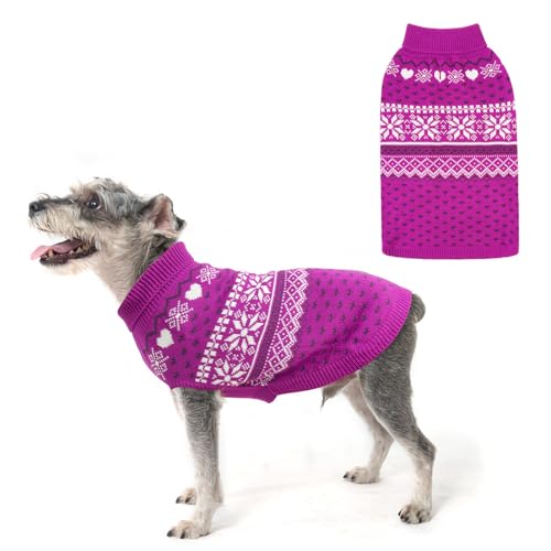 HOMIMP Hundepullover Argyle, warmer Pullover, Winterkleidung, weicher Mantel, hässlicher Hundepullover für kleine, mittelgroße und große Hunde, Haustierkleidung, Jungen und Mädchen, Lila, Größe S von HOMIMP