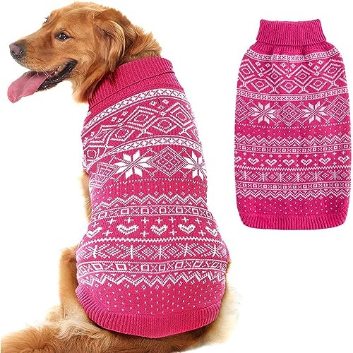 HOMIMP Hundepullover Argyle - Warmer Pullover Winterkleidung Welpen Weicher Mantel, Hässlicher Hundepullover für Kleine Mittlere und Große Hunde, Haustier Kleidung Junge Mädchen Rosa von HOMIMP