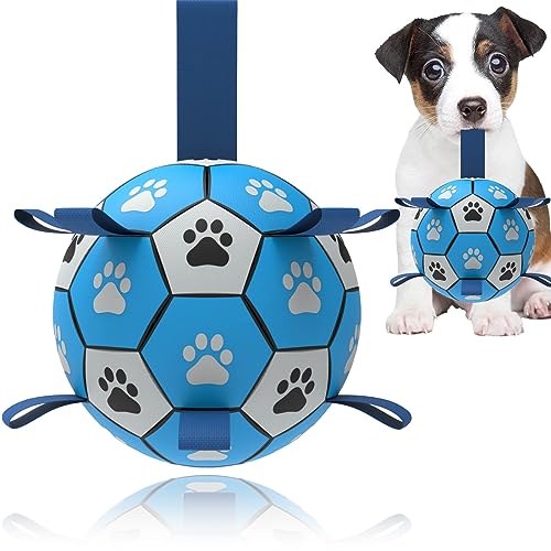 HOMINY Hundeseile Quietschende Fußballbälle Spielzeug mit Glocke innen, Hundewasserspielzeug, langlebige Hundebälle für kleine und mittelgroße Hunde (15.2 cm) von HOMINY