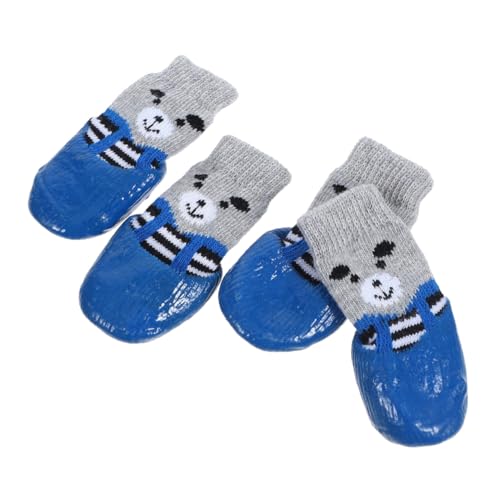 HOMOBABE 4 Stück Haustierschuhe hundekleidung hundeschuhe Cartoon Hundesocken Cartoon Haustiersocken hundeschutzschuhe Pfote Greifer tragbare Baumwollsocken Socken für Hund Baumwolle Blue von HOMOBABE