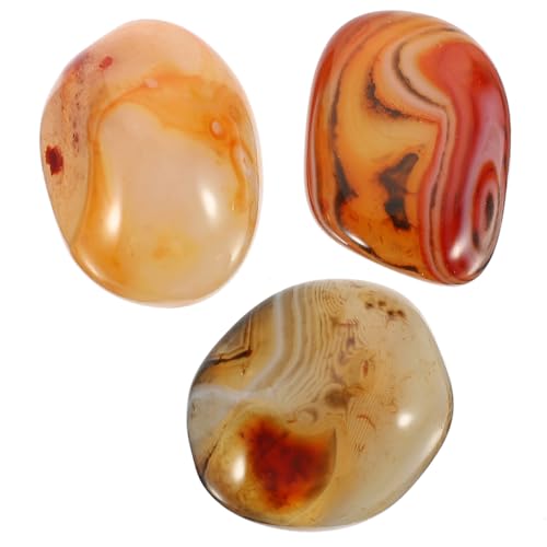 HOMSFOU 3st Steckperlen Set Steine Und Kristalle Unregelmäßig Geformte Kugel Unregelmäßiger Achatstein Heilstein Sardonyx-Kiesel Brunnenfelsen Bettzeug Set Kiesel Heilkristall von HOMSFOU