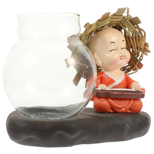 HOMSFOU Keramikfigur Terrarium Maitreya Aquarium Glas Orangefarbener Pflanzgefäß Behälter Wasserbehälter Glühbirne Dekoration Für Büro Kleines Zuhause Zarte Exquisite von HOMSFOU