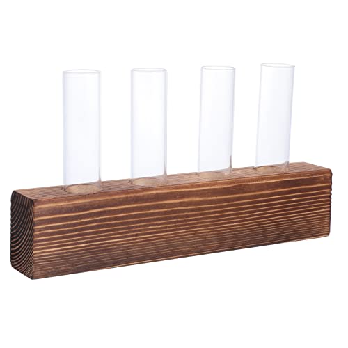 1 Satz Hydroponik-rack Hydroponische Röhrenvase Glas Dekorationen Luftblumenvase Pflanzständer Reagenzglas Vase Desktop Pflanzenterrarium Vi Glasvase Schreibtisch Holz Knospe Büro von HOMSFOU