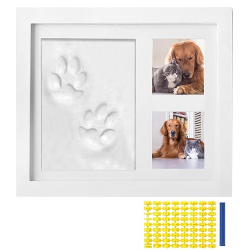 HOMURY 1 Stück Pawprints Bilderrahmen: Pfotenabdruck Set Hund, Pfotenabdruck Set Katze, 3D Gipsabdruck Set für Hunde, Andenkenbox für Haustier, Pet Pawprints Bilderrahmen für Wanddekoration von HOMURY