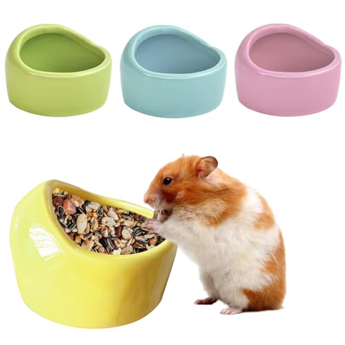 HOMURY 4 Stück Hamster Keramik Futterschalen, Schälchen für Kleintiere, Keramik Napf für Haustiere, Keramische Hamster Futternapf, Anti-Biss Keramik Futterschalen für Meerschweinchen von HOMURY