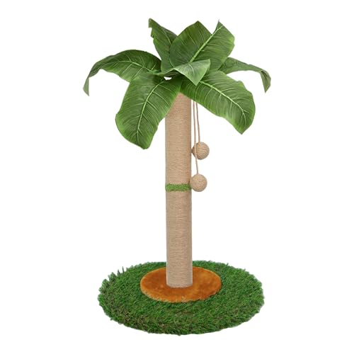 HOMYHANDS Kratzbaum für Indoor-Katzen und Kätzchen, 60 cm hoch, Katzenkratzbaum mit Sisalseil, Palme, Katzenkratzbaum mit hängendem Ball (60 cm) von HOMYHANDS