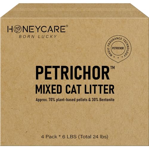 HONEY CARE Petrichor Mix Katzenstreu I Tofu-Katzenstreu I Natürliche pflanzliche Pellets und Bentonit Nachhaltiges Katzenstreu I Staubarmes Qucik Klumpen Hervorragende Geruchskontrolle 10,9 kg von HONEY CARE