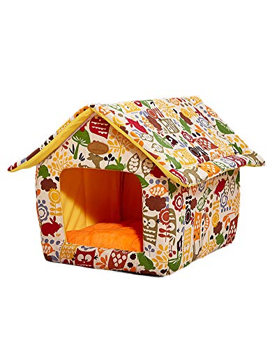 HONGBI Faltbare Katzenhaus,Schön Hundehütte Winter Hundehöhle Hundebett Tierbett Katzenbett Weich und Warm Katzenhöhle Haustier Haus mit Abnehmbarem Matratze 3 XL von HONGBI