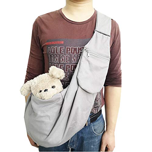 HONGBI Haustier Hand Schleuderträger Schultertasche Verstellbare Gepolstert Schultergurt mit Fronttasche Hundetragebeutel Outdoor Travel Hund Katze Umhängetaschegrau One Size von HONGBI