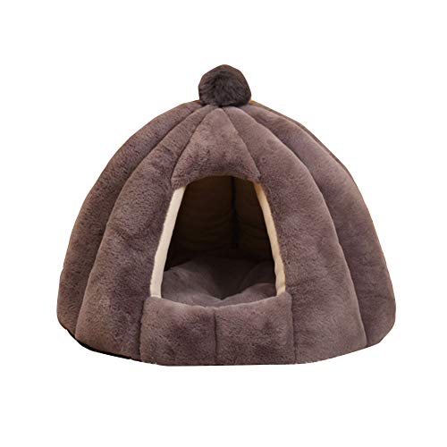 HONGBI Katzenhöhle Kürbis Form Warme Plüsch Kuschelhöhle katzenbett, Katzenkorb Katzenzelt Haustier Katze Hund Schlafzelt Indoor Outdoor Haustierbetten Grau L:56CM*48CM von HONGBI