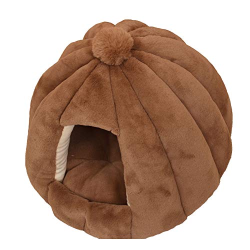 HONGBI Katzenhöhle Kürbis Form Warme Plüsch Kuschelhöhle katzenbett, Katzenkorb Katzenzelt Haustier Katze Hund Schlafzelt Indoor Outdoor Haustierbetten Kamel L:56CM*48CM von HONGBI