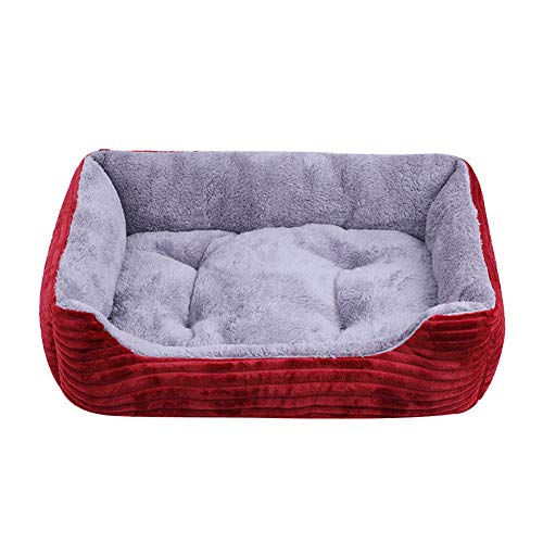 HONGBI Weich Hundebett Maschinenwaschbar mit Rutschfester Boden, Warm Hundeschlafplatz Hundematratze Hundesofa Hundekorb, Plüsch Haustierbett Purpurrot 45 * 30cm von HONGBI