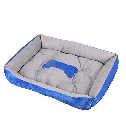 Hundebett Hundekissen, Waschbares Hundebett mit Rand, Hundesofa für Kleine, Mittlere und Grosse Hunde, Rutschfestes Hundekörbchen, Robust und Gemütlich Blau grau S von HONGBI