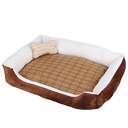 Hundebett Hundekissen, Waschbares Hundebett mit Rand, Hundesofa für Kleine, Mittlere und Grosse Hunde, Rutschfestes Hundekörbchen, Robust und Gemütlich Kaffee beige + mat L von HONGBI