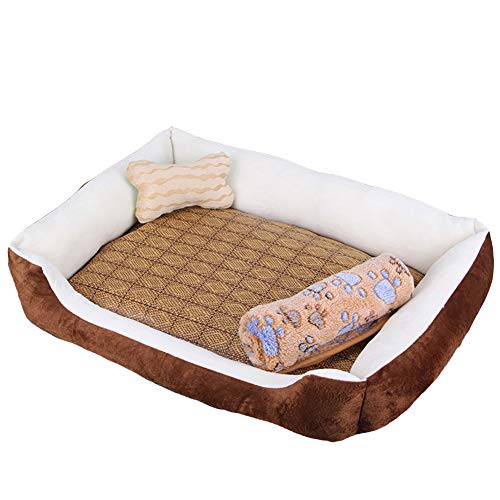 Hundebett Hundekissen, Waschbares Hundebett mit Rand, Hundesofa für Kleine, Mittlere und Grosse Hunde, Rutschfestes Hundekörbchen, Robust und Gemütlich Kaffee beige Set L von HONGBI