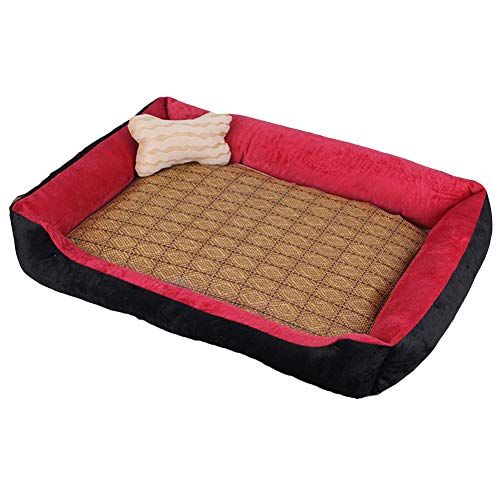 Hundebett Hundekissen, Waschbares Hundebett mit Rand, Hundesofa für Kleine, Mittlere und Grosse Hunde, Rutschfestes Hundekörbchen, Robust und Gemütlich Rot schwarz + matt S von HONGBI