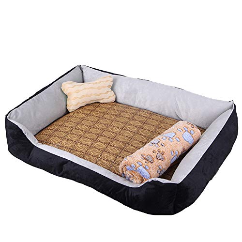 Hundebett Hundekissen, Waschbares Hundebett mit Rand, Hundesofa für Kleine, Mittlere und Grosse Hunde, Rutschfestes Hundekörbchen, Robust und Gemütlich Schwarzgraues Set L von HONGBI