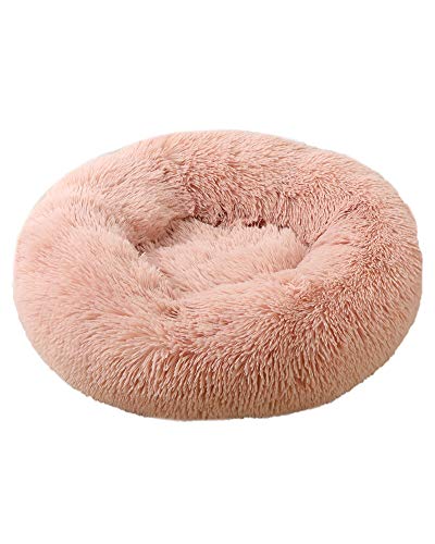 Rundes Haustierbett für Katzen und Hunde Katzenbett Schöne Tierbett Plüsch Hundebett in Doughnut Form Klein Hund Bett Weich Katze Schlafen Bett Hundesofa Katzensofa Katzennest 1 40CM von HONGBI