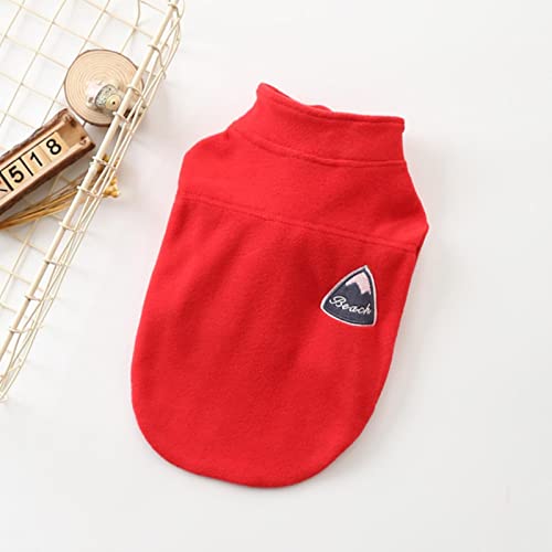 Fleece Haustier Hundemantel Winter Katze Hundebekleidung Jacke Für Hunde Kostüm Kleine Mittelgroße Hunde Welpen Outfit Haustier Bekleidung Mops Bulldog-Rot,M von HONGCANG