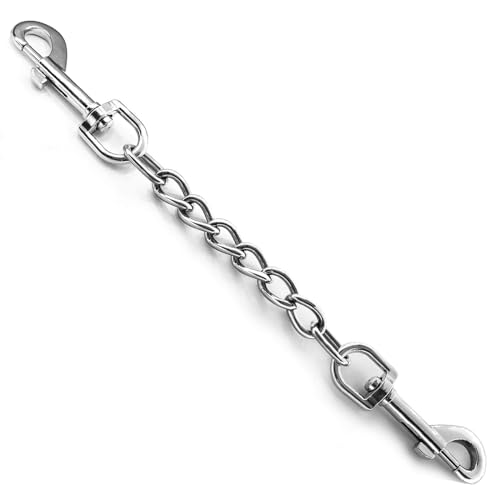 Backup-Gurt für Hundehalsband, Geschirr am Halsband, Sicherheitsclip, Metall-Edelstahl-Kette, Sicherheitsgurt, ausbruchsichere Sicherheitsbefestigung für Hunde, Sicherung, Stecker, 25,4 cm von HONGSAGE