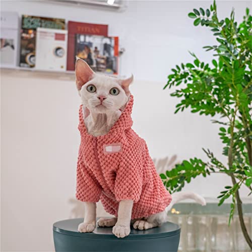 HONGSUO Sphinx Katzenkleidung haarlose Katze Devon doppellagige warme Jacke mit Kapuze, Farbe 1, M+ von HONGSUO