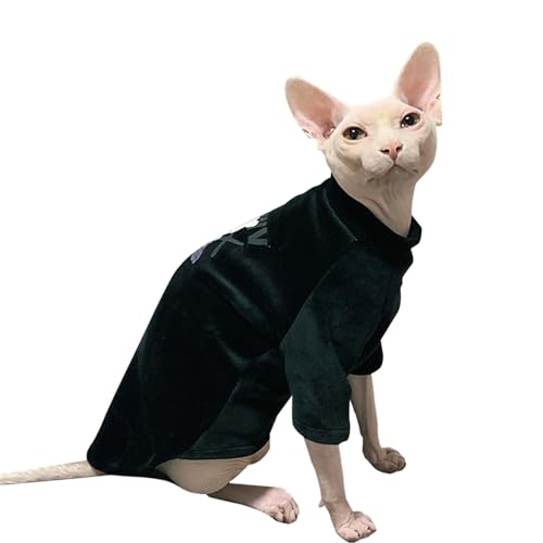 HONGSUO Sphynx Cat Clothes Devon/Hairless Cat Winter Velvet Thickened Coat Hoodie,schwarz,S von HONGSUO