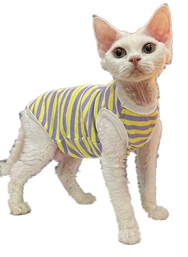 HONGSUO Sphynx-Katzenkleidung, Devon/Haarlose Katze, Baumwollweste, Ärmelloses T-Shirt, Dehnbar Und Bequem,Weste,XL+ von HONGSUO