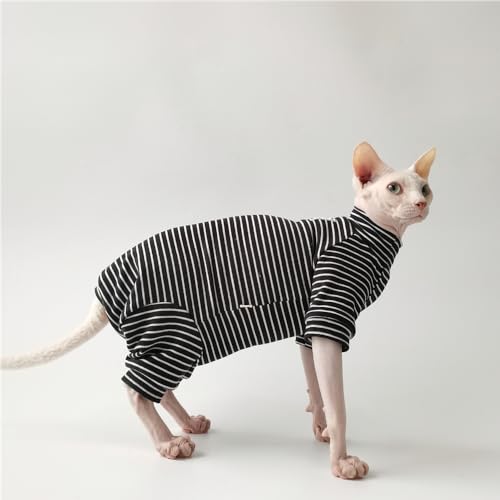 HONGSUO Sphynx-Katzenkleidung, Devon/Haarlose Katze, Warmer Winteranzug Aus Weichem Bauchschutz, 4-Bein-Kleidung Mit Schwanzabdeckung,4 Schuhe (Wird Mit Heckabdeckung Geliefert),L von HONGSUO