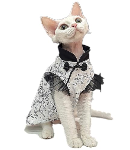 HONGSUO Sphynx-Katzenkleidung Devon/Haarlose Katze Florales Cheongsam-Prinzessinkleid Aus Baumwolle,Prinzessinenkleid,L- von HONGSUO