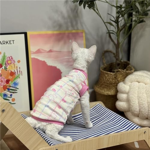 HONGSUO Sphynx-Katzenkleidung Devon/Haarlose Katze Frühling Und Sommer Dünnes Sweatshirt-Unterhemd,Ärmellose Weste,XL von HONGSUO