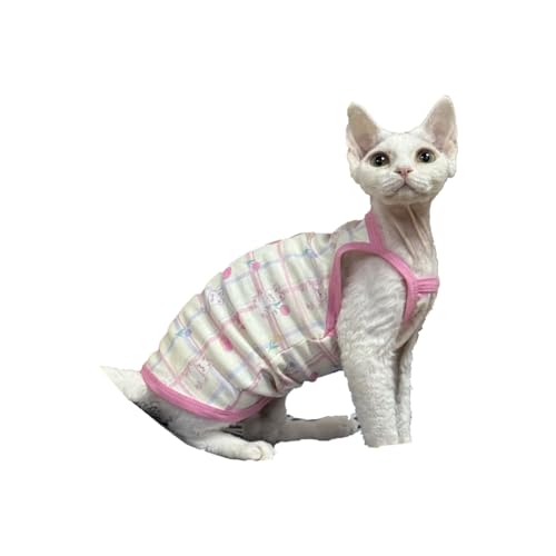 HONGSUO Sphynx-Katzenkleidung Devon/Haarlose Katze Frühling Und Sommer Dünnes Sweatshirt-Unterhemd,Leibchen,XS von HONGSUO