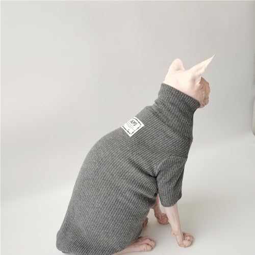 HONGSUO Sphynx-Katzenkleidung Devon/Haarlose Katze Herbst- Und Winter-Rollkragenshirt Aus Reiner Baumwolle In Warmem Grau,grau,XXL von HONGSUO