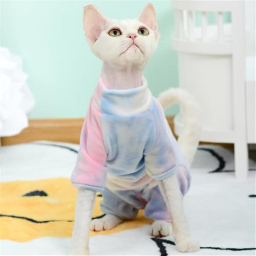 HONGSUO Sphynx-Katzenkleidung Devon/Haarlose Katze Herbst Und Winter Silberfuchs Samt 4-Bein-Kleidung Warmes Bottoming-Shirt,Farbe 1,L von HONGSUO