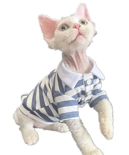 HONGSUO Sphynx-Katzenkleidung Devon/Haarlose Katze Herbst Und Winter T-Shirt Aus Reiner Baumwolle, Gestreiftes Sweatshirt,gestreiftes Sweatshirt,XXXL- von HONGSUO