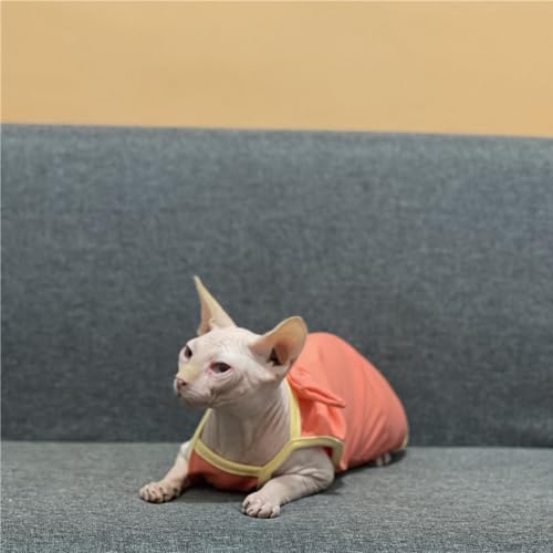 HONGSUO Sphynx-Katzenkleidung Devon/Haarlose Katze Sommerschleifen-Camisole Süß Und Bequem,orange,XS von HONGSUO