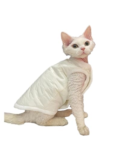 HONGSUO Sphynx-Katzenkleidung Devon/haarlose Katze Doppellagige Baumwollweste Herbst Und Winter Warmer Bestickter Katzenmantel,Weste,S+ von HONGSUO