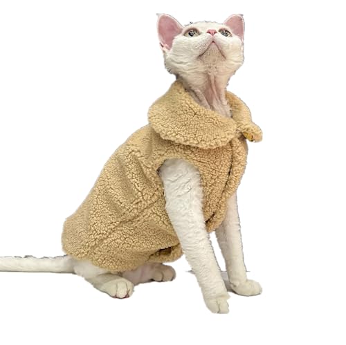 HONGSUO Sphynx-Katzenkleidung Devon/haarlose Katze Doppelseitige Samtweste Karierte Weste Bequem Und Warm Wendbar,Weste,S+ von HONGSUO