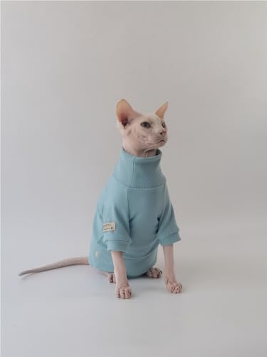 HONGSUO Sphynx-Katzenkleidung Devon/haarlose Katze Frühlings-Mehrfarben-Bottom-Shirt Bequeme Reine Baumwolle Anti-Fall-Kurzbeine,blau (kurz),XXL von HONGSUO