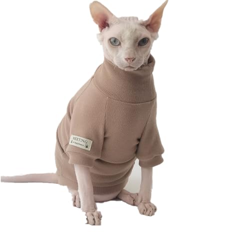 HONGSUO Sphynx-Katzenkleidung Devon/haarlose Katze Frühlings-Mehrfarben-Bottom-Shirt Bequeme Reine Baumwolle Anti-Fall-Kurzbeine,braun (kurz),XXL von HONGSUO