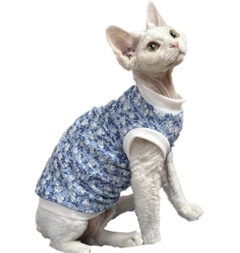 HONGSUO Sphynx-Katzenkleidung Devon/haarlose Katze Sommer Dünne Leibchen Ärmellose Weste,Ärmellose Weste,L von HONGSUO